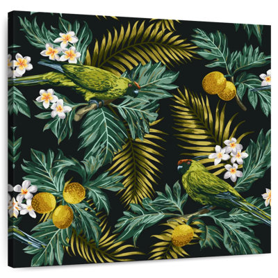 Brampt, plantes tropicales et deux oiseaux