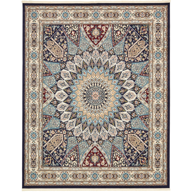 Jackson Oriental Indoor Rug, Runner 2' x 6'1", Ivory/Navy