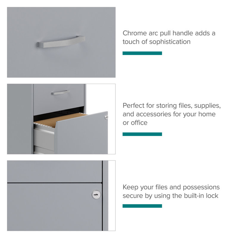 Platinum Gray 18" Deep 2-Drawer Lockable Metal File Cabinet