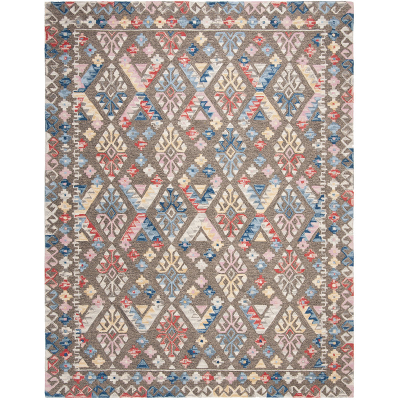 Raife Hand Tufted Wool And Cotton Southwestern Rug, Rectangle 5' x 8'
