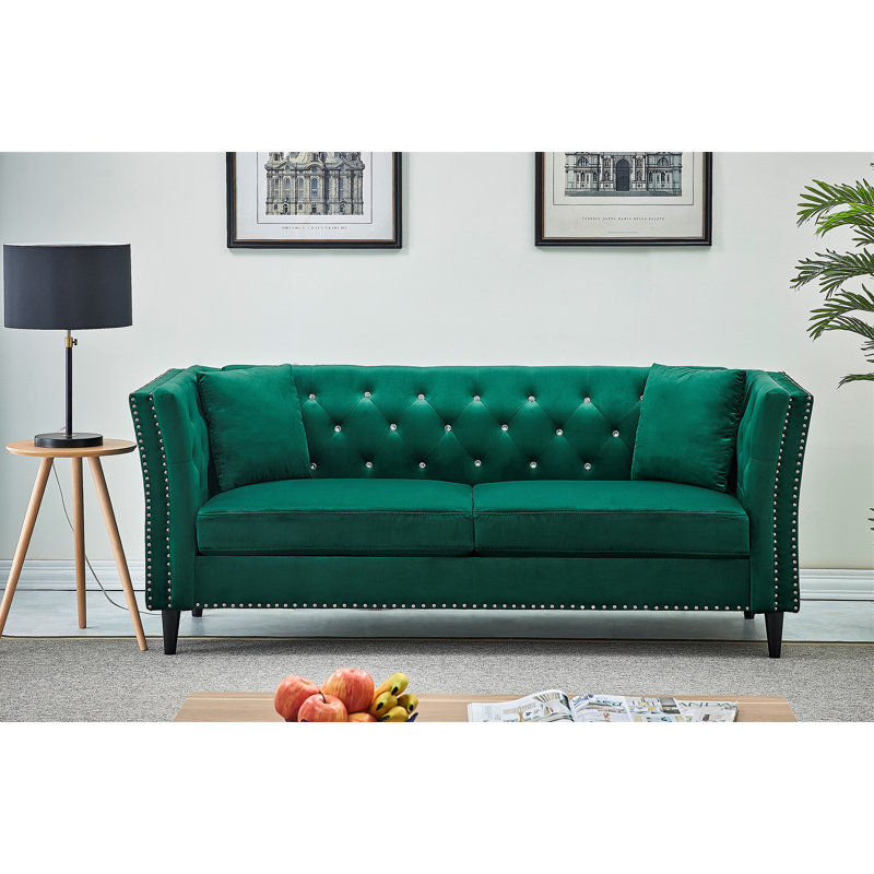Cicero 80.3'' Velvet Sofa, Green Velvet