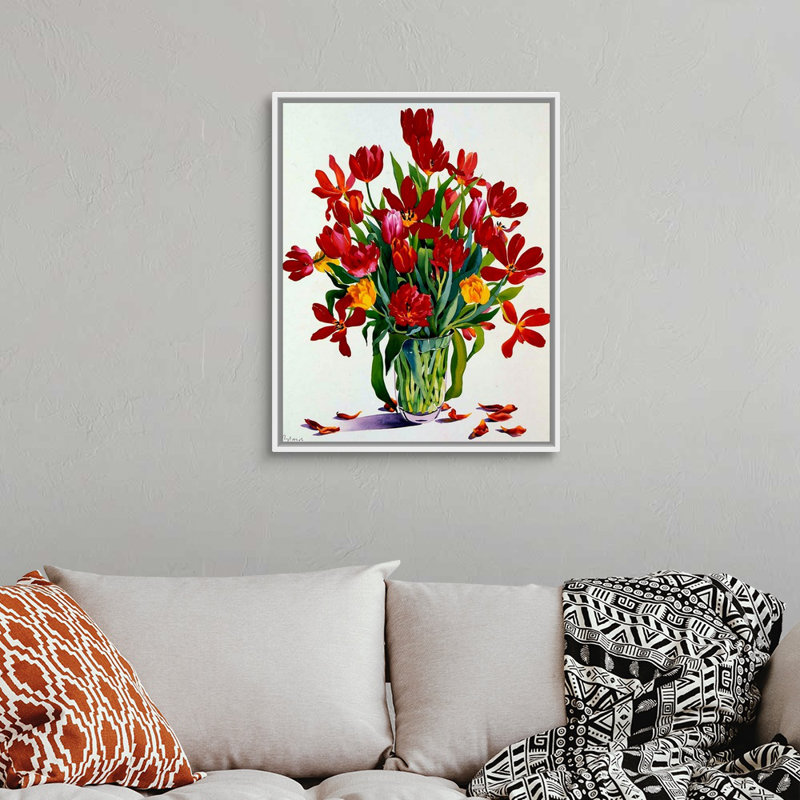 " Tulips " by Christopher Ryland, White Framed, 32" H x 26" W x 1.75" D