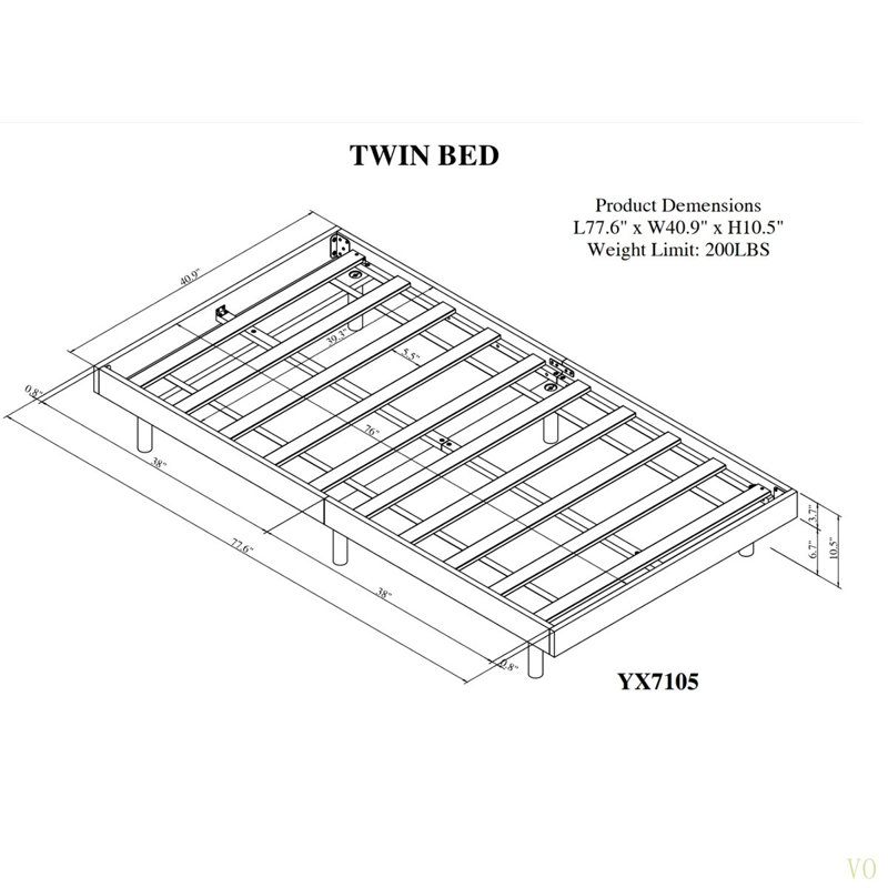 Modern Floating Platform Bed Frame, Twin, Cream