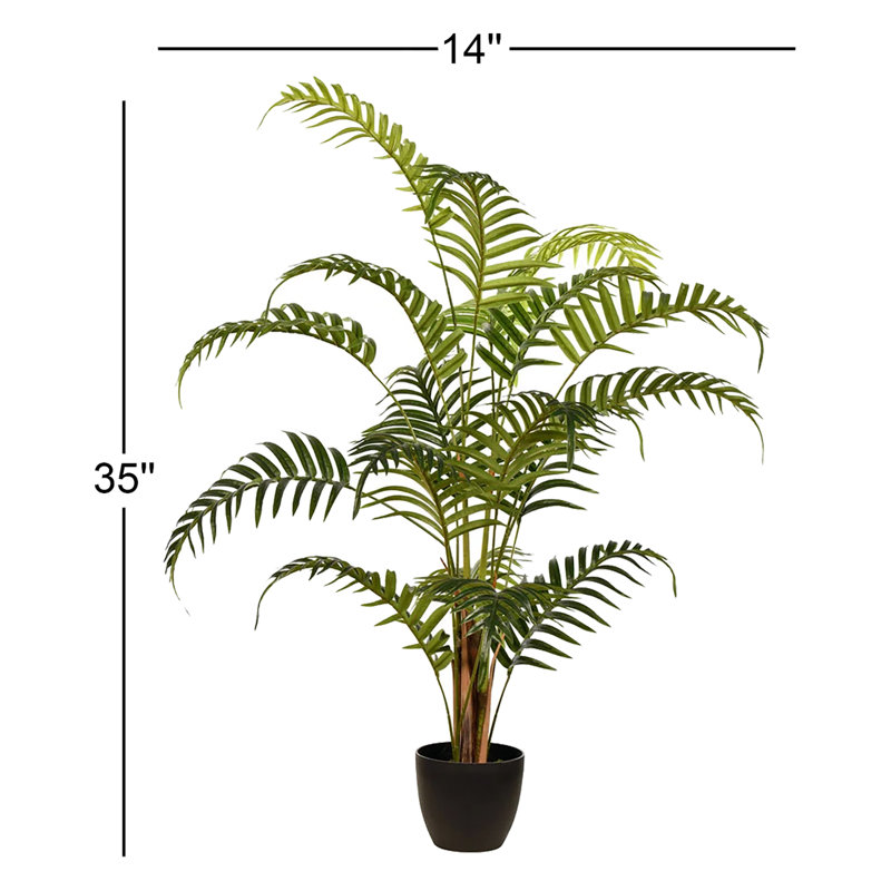 Faux Palm Plant in Pot, 35" H x 14" W x 14" D