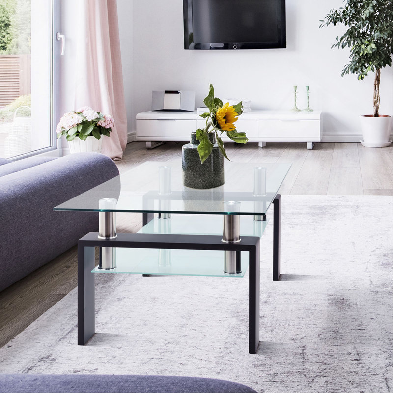 Rectangle Black Glass Coffee Table