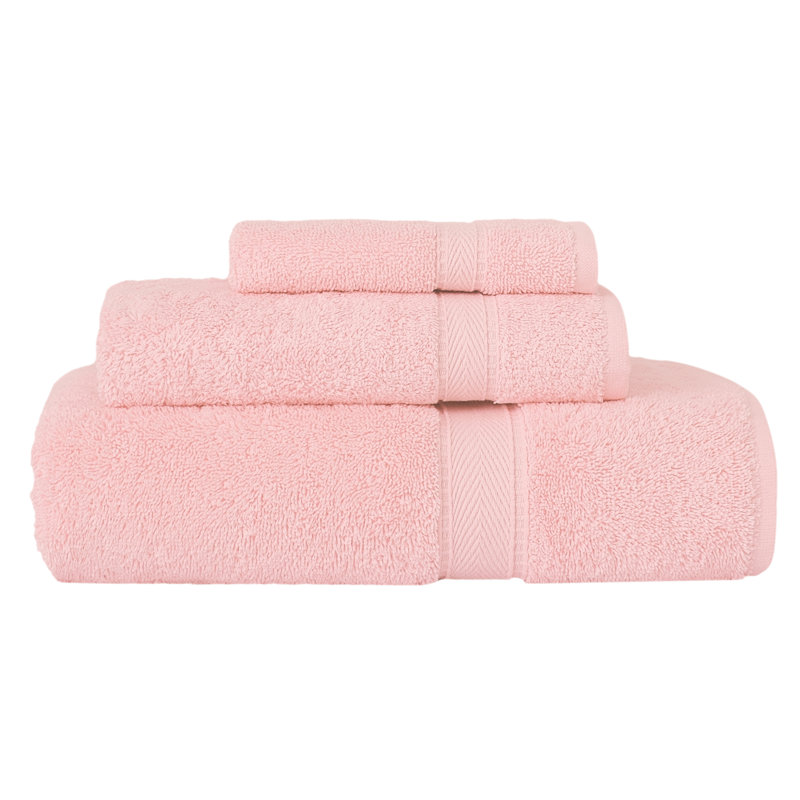 Ensemble de serviettes en coton turc 3 pièces Sinemis, Rose