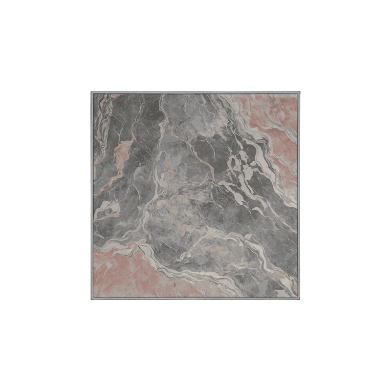 Machine Washable Gray Area Rug, Square 7'