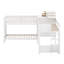Lit simple superposé en forme de L avec bureau et tiroirs de rangement, lit superposé peu encombrant avec ports USB-1117834037