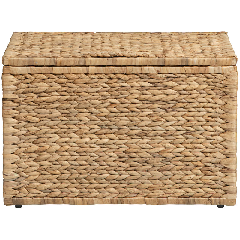 Heavy-duty Water Hyacinth Wicker Storage Trunk with Metal Frame