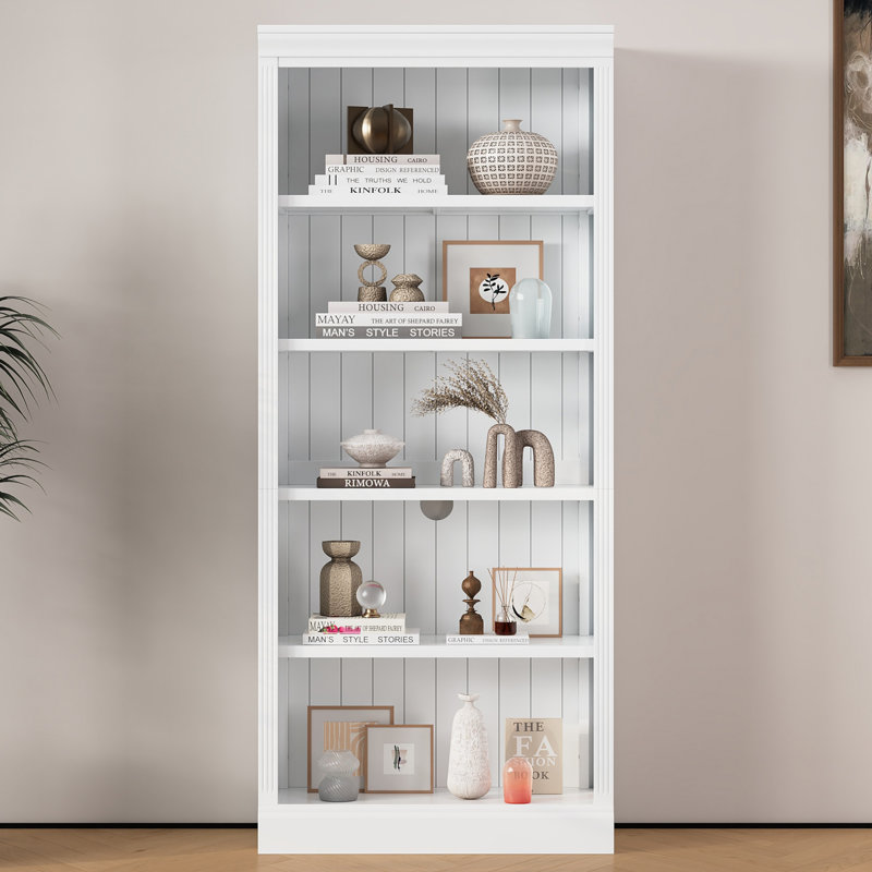 Tall 5 Shelf Standard Bookcase, White