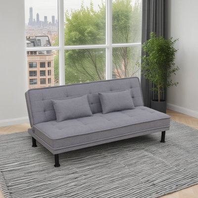 Light Grey Linen Convertible Sofa Bed