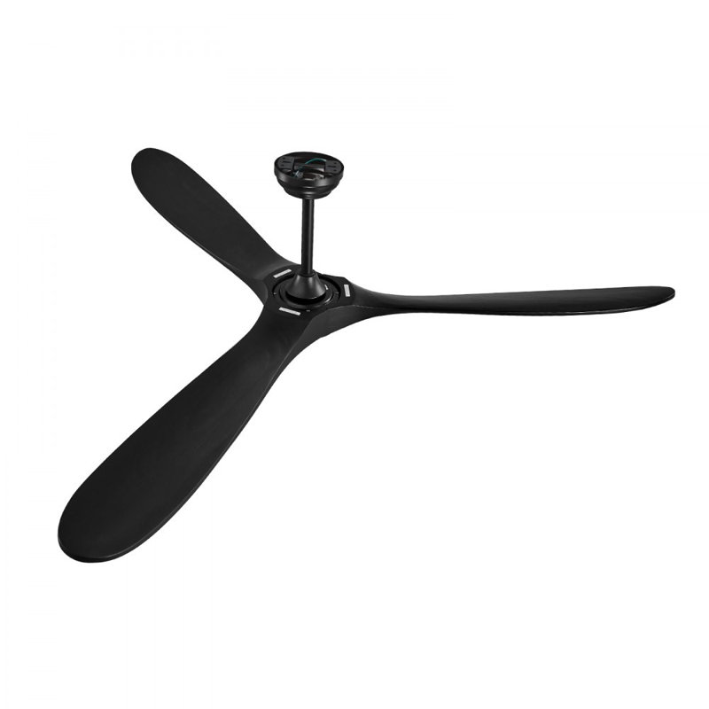 72 Inch Ceiling Fan without Light, 6-Speed Remote Control, 3-Wood-Blade, Reversible DC Motor, Modern Low Profile Flush Mount Exterior Fan for Bedroom, Living Room, Patio, Indoor/Outdoor
