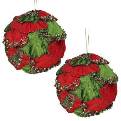 5" Jewel Encrusted Leaf Ball Ornament 