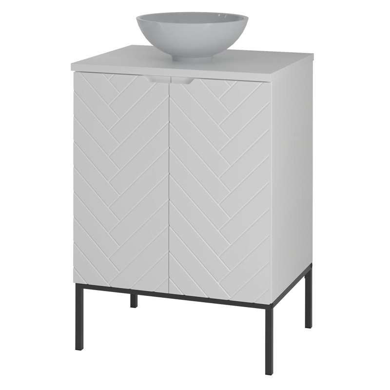 Ailyne 61mm Bathroom Vanity with Basin, White/Black