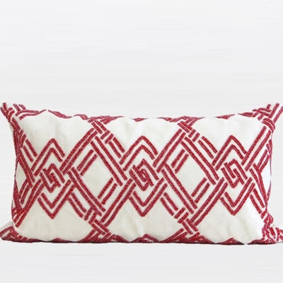 Handmade Textured Check Beaded Pillow Cover
