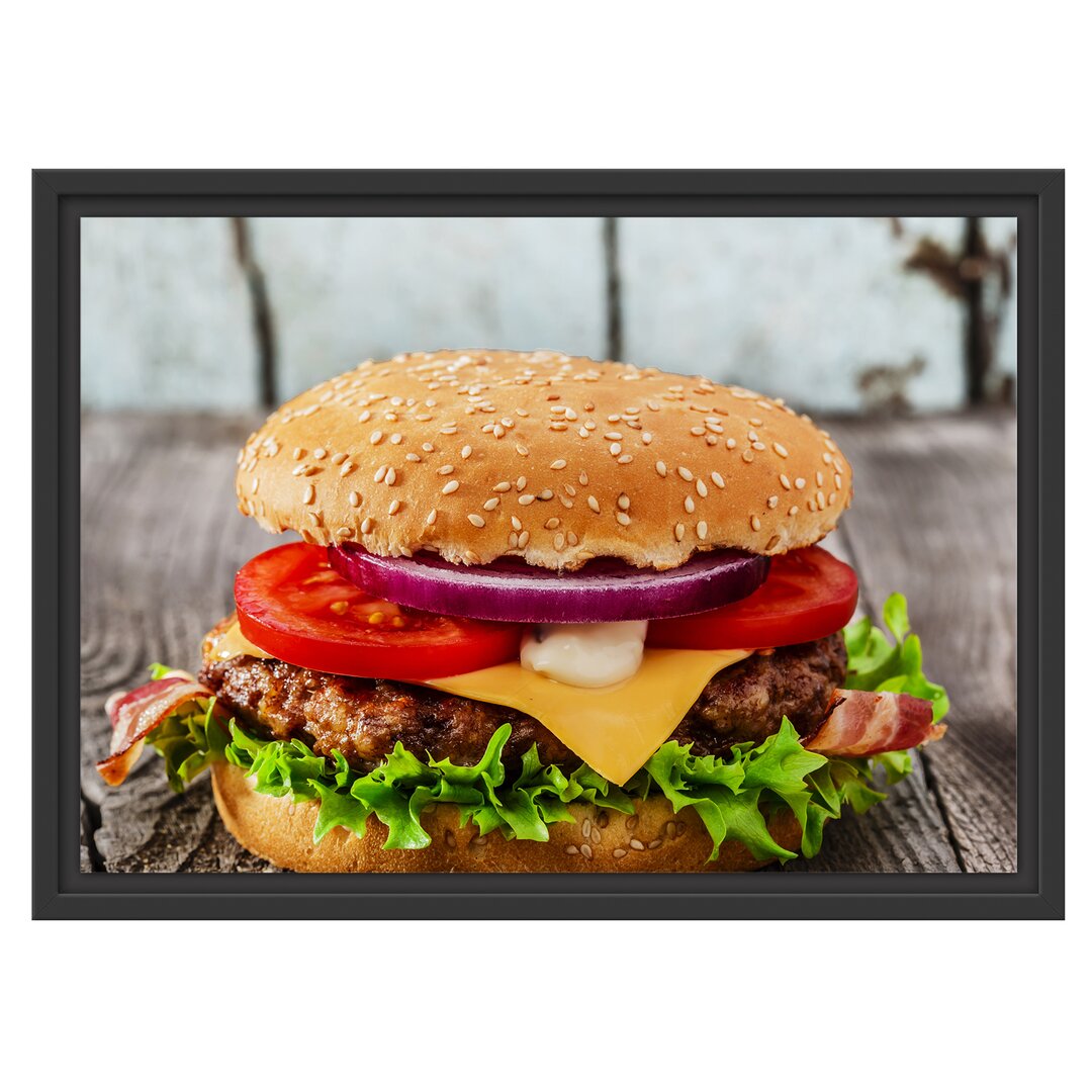 Gerahmtes Wandbild Leckerer Cheesburger