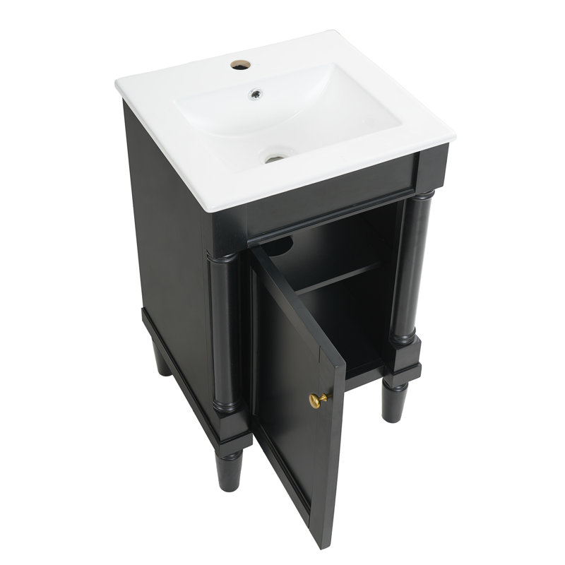 Armoire de salle de bain 18 po style français avec rangement, Black