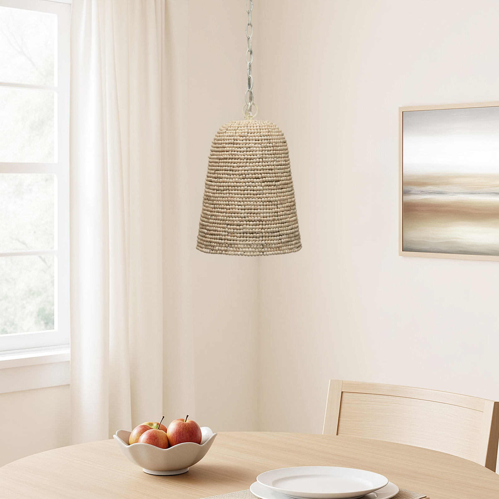 Pacifica Single Light Wood Dimmable Pendant