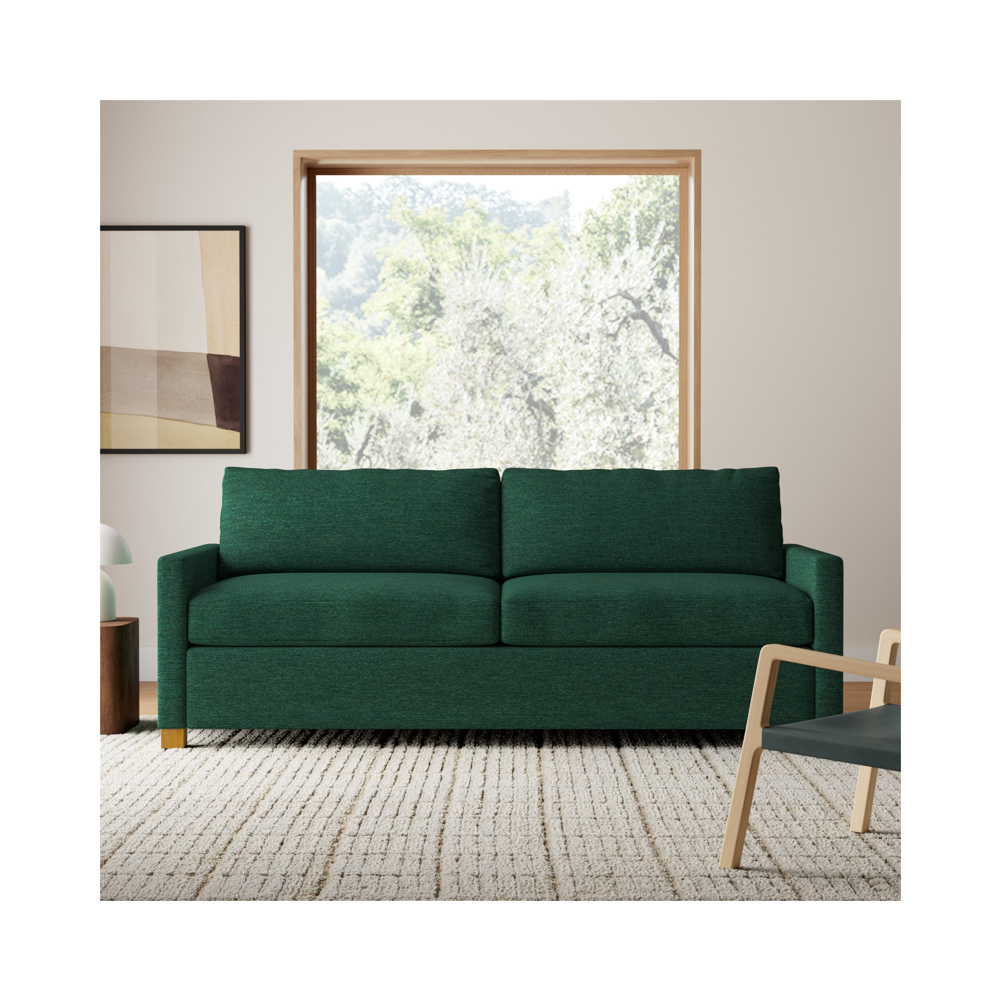 Louisa 87'' Square Arm Sofa Bed, Antic Jade Performance Twill