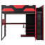 Lit mezzanine double pleine grandeur avec bureau, tablettes de rangement, ports USB et lumière DEL RVB, rouge-301346971