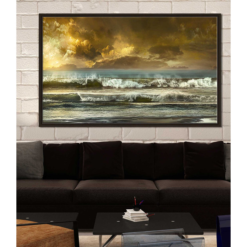 «Vista», reproduction, H 21,5 po x l 33,5 po x P 2 po, Cadre flottant espresso