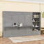 Grand lit escamotable en bois avec grand tiroir de rangement et tablettes-333607499