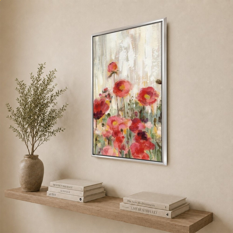 Sprinkled Flowers par Silvia Vassileva - impression sur toile, Silver, 40" H x 28" W