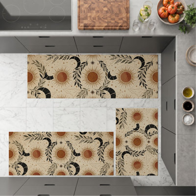 Tapis de cuisine floraux tournesol antidérapants lavables