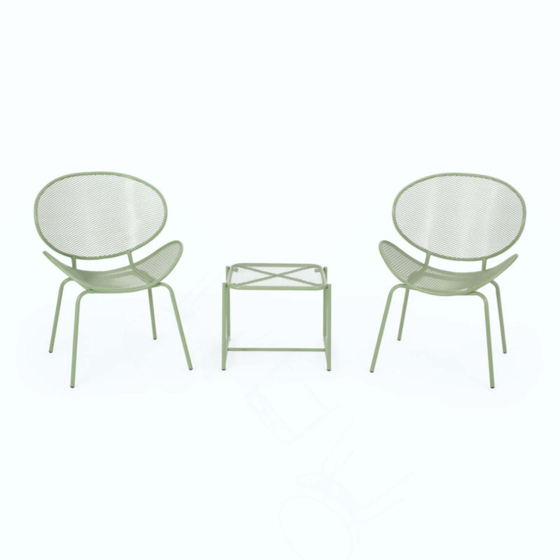 Modern Outdoor Chat Set With Curvaceous Chairs And Mesh Seating For Elegant Relaxation, Green