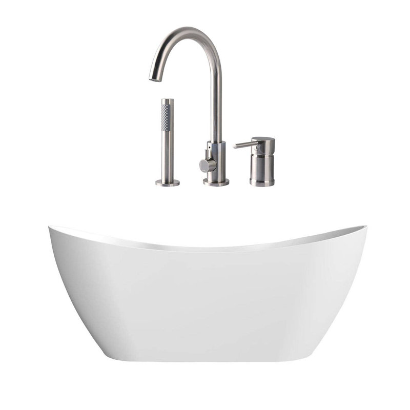 Baignoire de trempage autoportante en acrylique 60 po x 28 po avec robinet