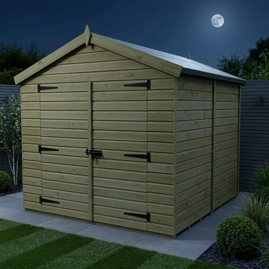 Total Sheds 8ft x 11ft Apex Garden Shed - Double Door - No Windows - Pressure Treated Timber - UK Manufactured