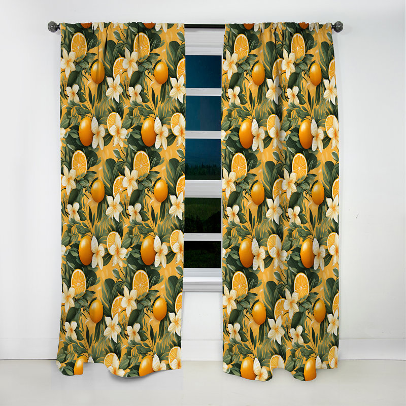 Motif tropical Mango Sunset - Rideau floral - Rideau occultant floral - 1 panneau, L 52 po x L 120 po