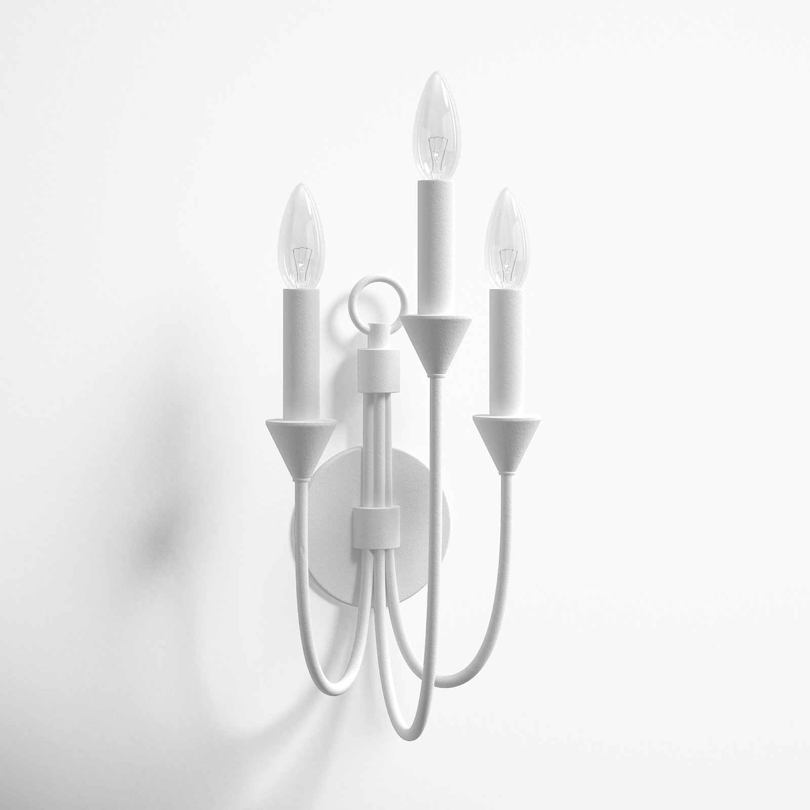 3 Light Dimmable Candle Wall Light, Gesso White