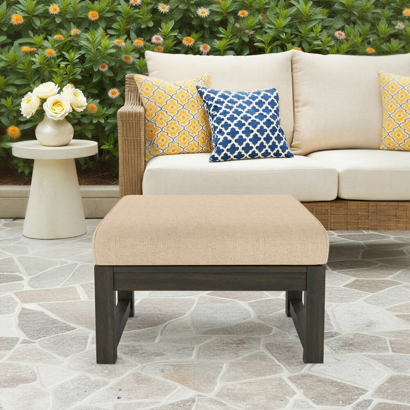 Sunbrella® Outdoor Ottoman Cushion, Sunbrella® Canvas Antique Beige, 4" H x 22" W x 20" D