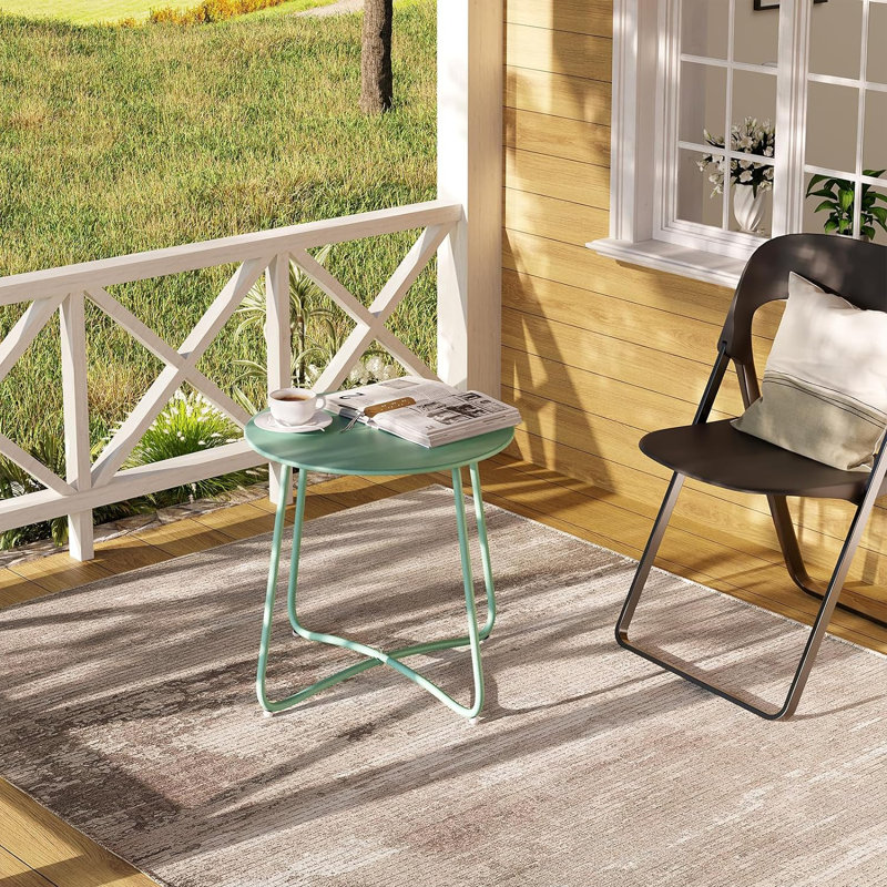 Paiten Round Metal Outdoor Side Table , 48cm cm W 45cm cm D, Green