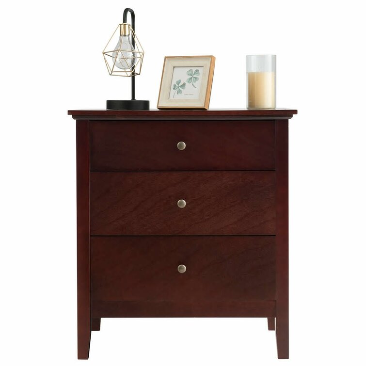 Aeihso 3 - Drawer End Table Nightstand Beside Accent Table Brown Bedroom