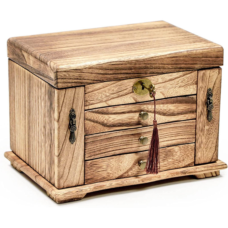 Wood Jewelry Box + Mirror