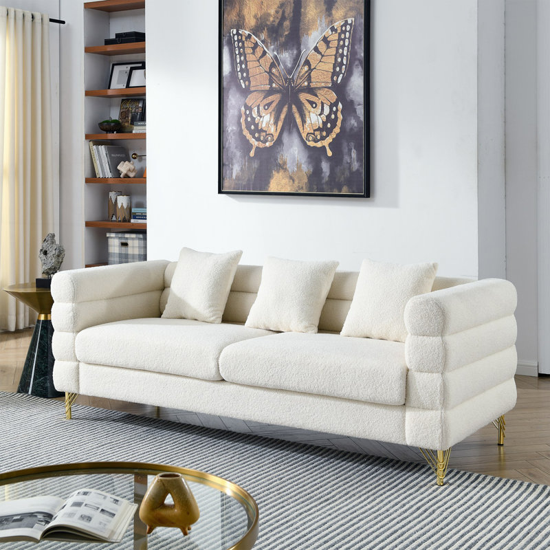 3-Seater + 3-Seater Combination Sofa, Comfy Couch, White