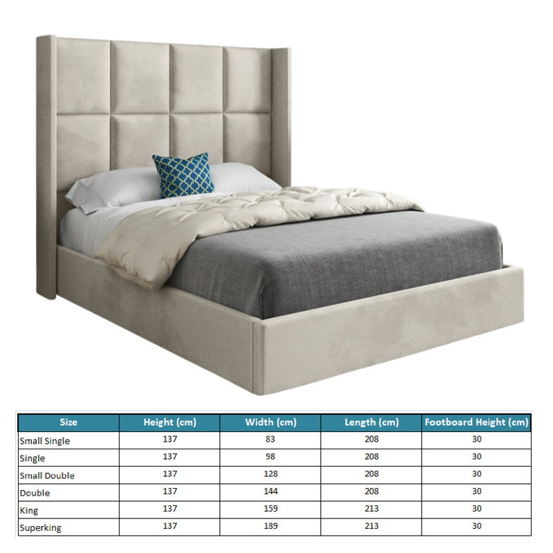 Anastajia Upholstered Bed, Double (4'6), Beige