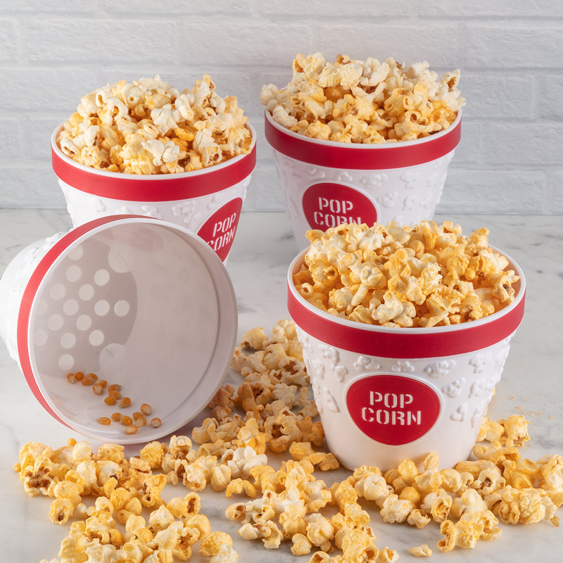 Hutzler Small Red Popcorn Buckets Set of 4, Red