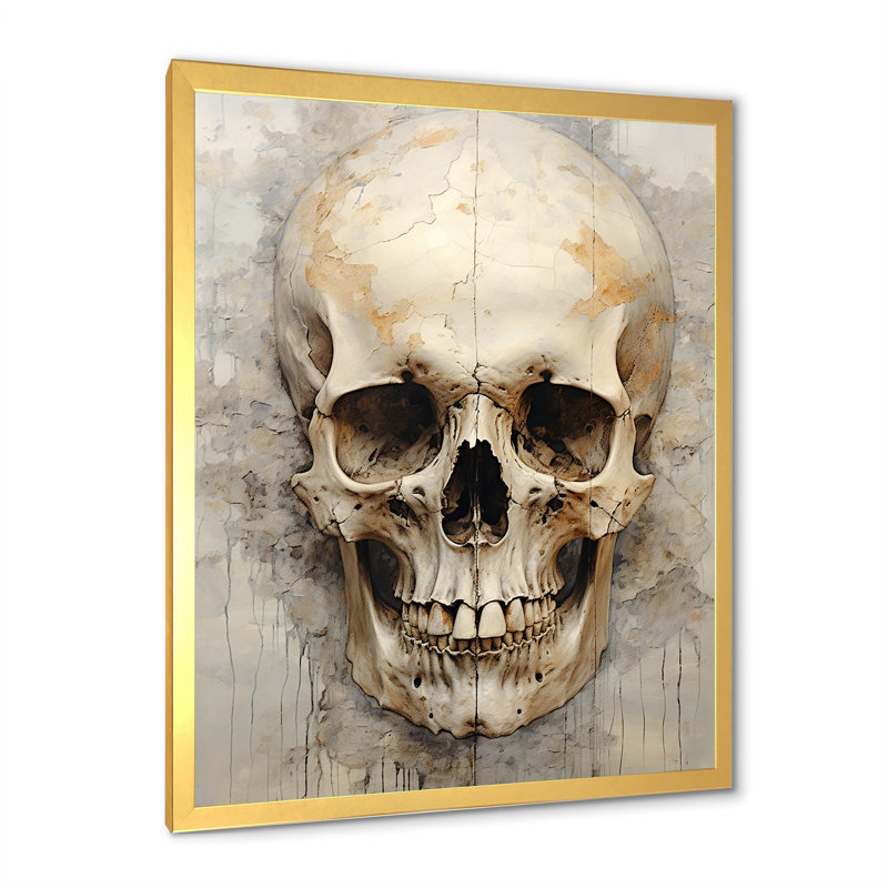 Crânes résonnantes I sur toile, Cadre doré simple, H 44 po x l 34 po x P 1,5 po