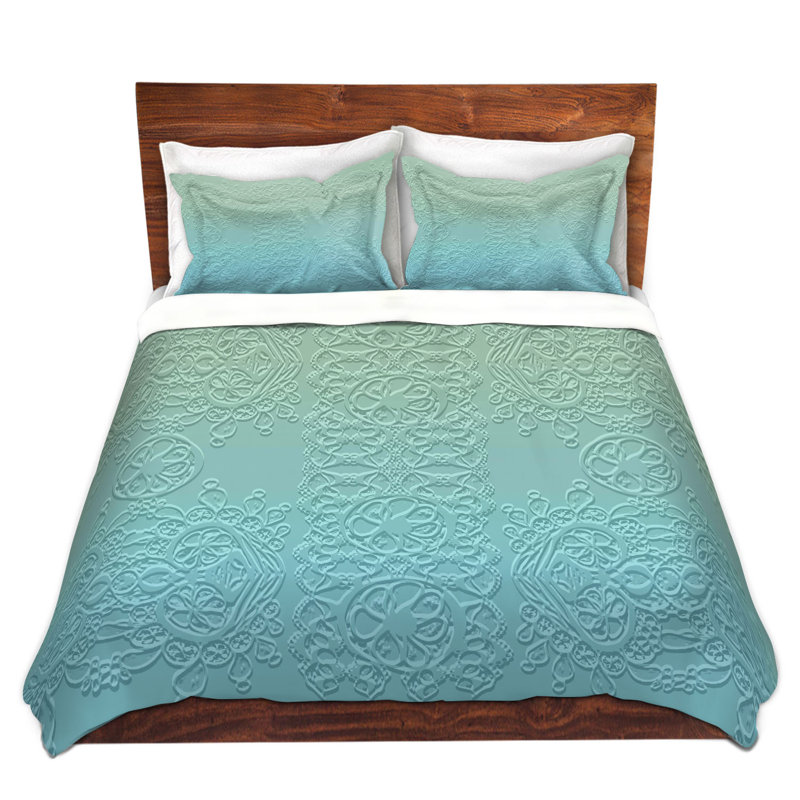 Ensemble de housse de couette en dentelle de fumé à raisins susie kunzelman , 1 housse + 2 taies très grand lit, Bleu / Gris