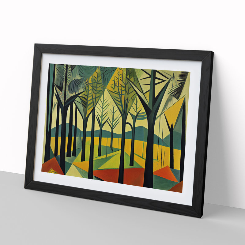 Spring Abstract Forest - Framed Print, 25cm H x 34cm W x 2cm D, Black
