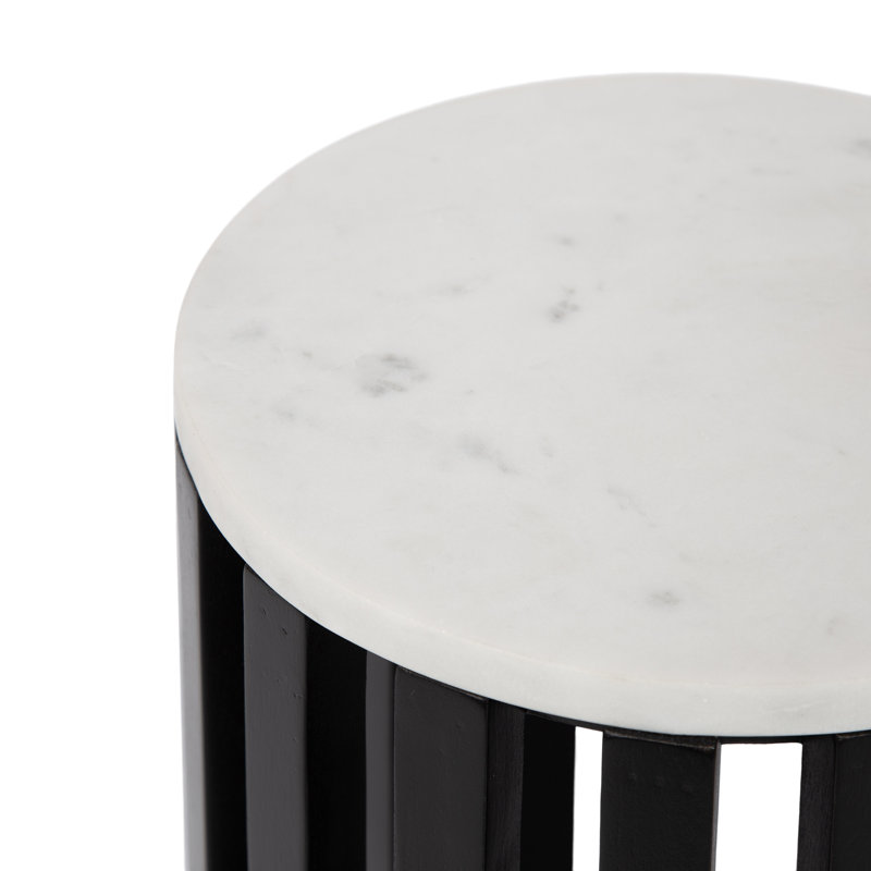 Satonick Marble Top End Table, Black