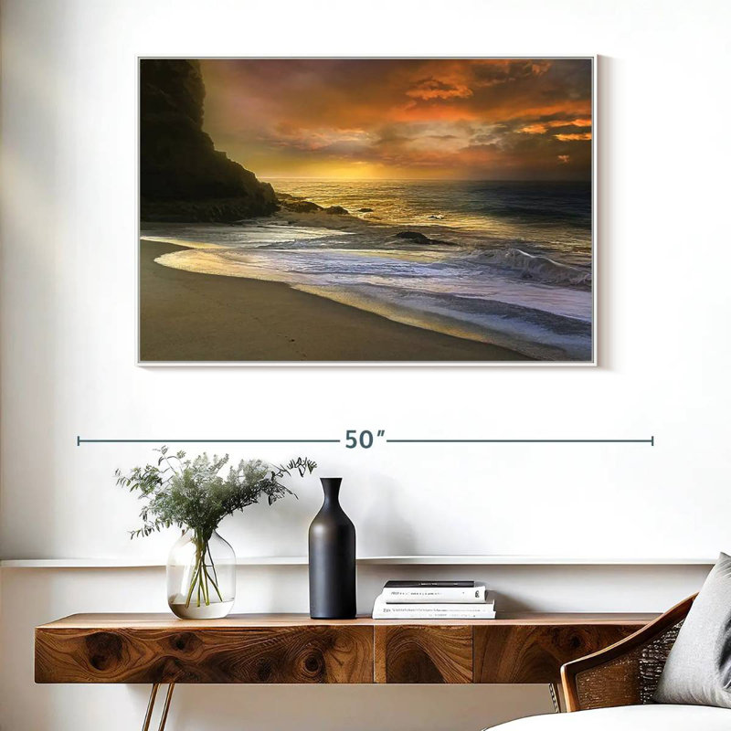 Feu du matin, Cadre flottant blanc, 40 po x 27 po