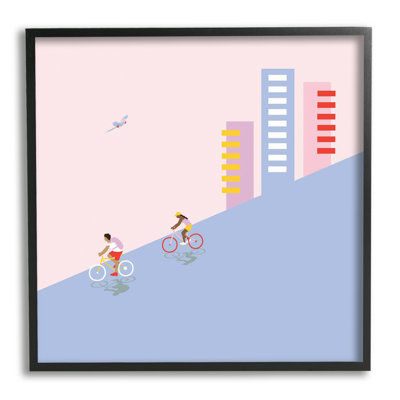 Paysage urbain moderne, descente à vélo, oiseau tropical - impression