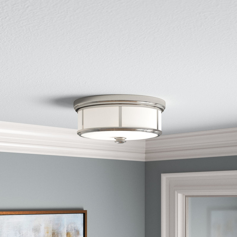 Wilcher Glass Flush Mount, 7" H x 16" W x 16" D, Brushed Nickel