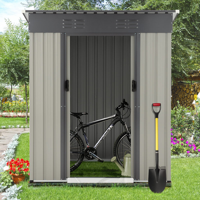 Bodhild 5 ft. W x 3 ft. D Galvanized Steel Pent Garden Shed