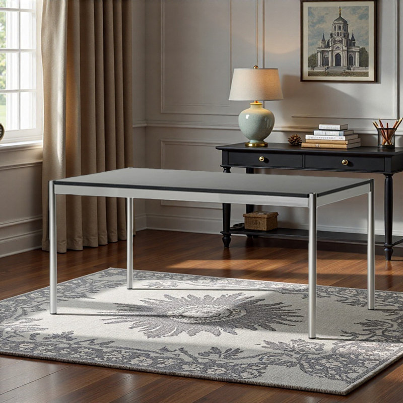 Modern Minimalist Design Rectangular Writing Desk, 29.13" H x 70.86" W x 31.49" D, Black