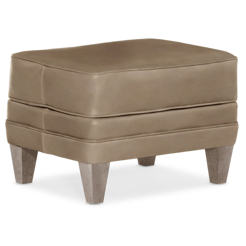 Willow Ottoman, Stone, Aline Fumo Genuine Leather